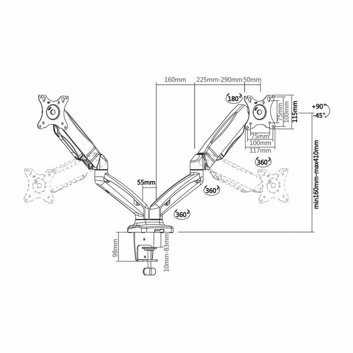 Suport de Masă pentru Ecran Aisens DT27TSR-045 Negru