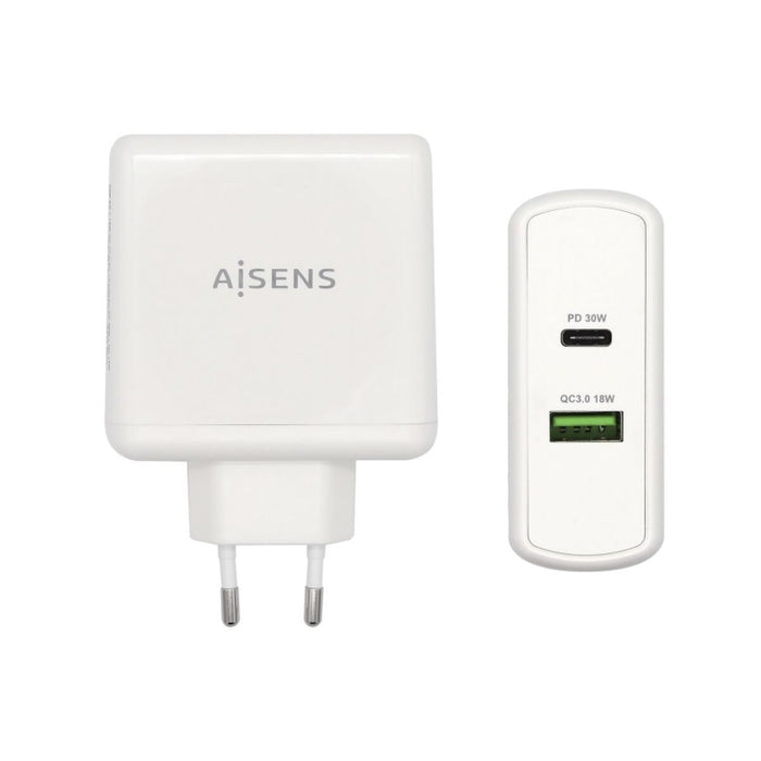 Încărcător de Perete Aisens ASCH-2PD30QC-W 48 W USB-C Alb