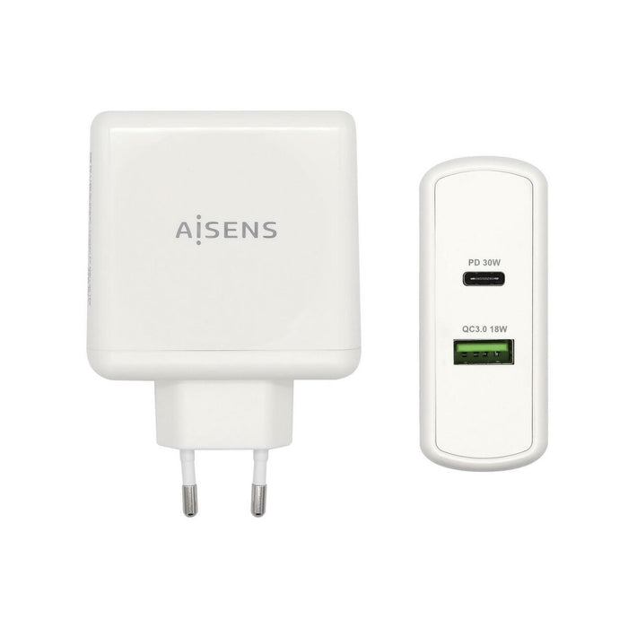 Încărcător USB Perete Aisens ASCH-2PD30QC-W Alb 48 W USB-C (1 Unități)