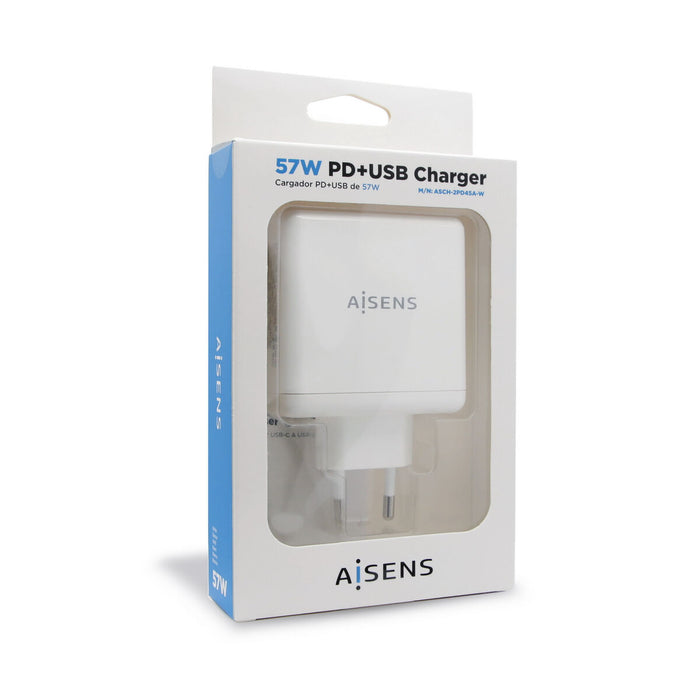 Încărcător USB Perete Aisens ASCH-2PD45A-W Alb 57 W USB-C (1 Unități)