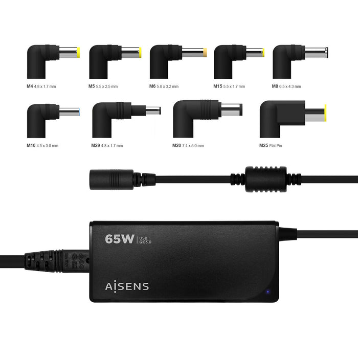 Încărcător pentru Laptop Aisens ASLC-65WAUTO-BK 65 W