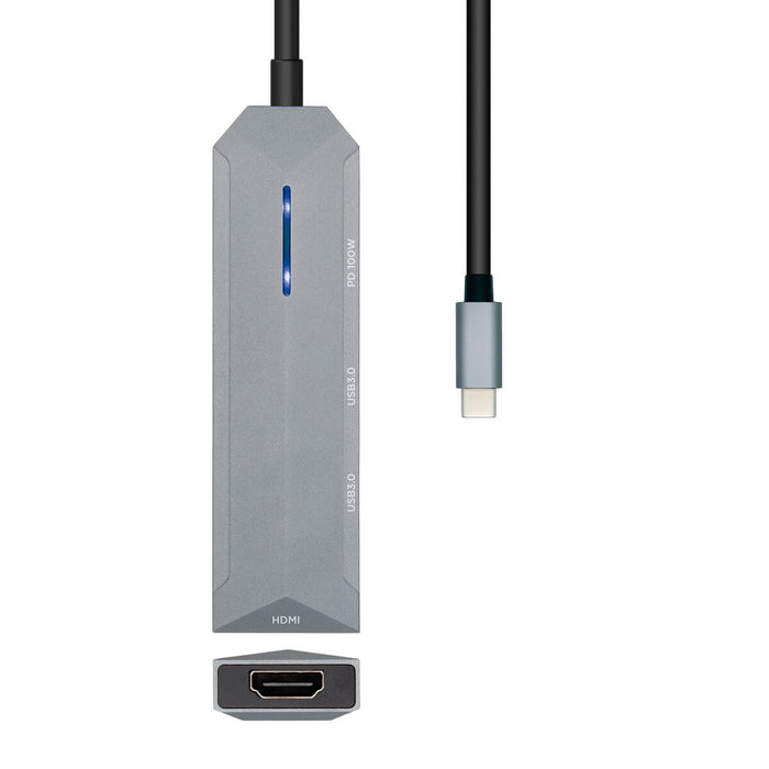Hub USB Aisens ASUC-4P002-GR Gri 100 W (1 Unități)