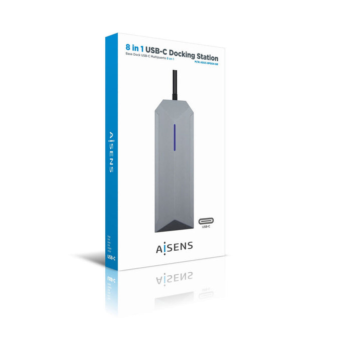 Hub USB Aisens ASUC-8P004-GR Gri 100 W 4K Ultra HD (1 Unități)