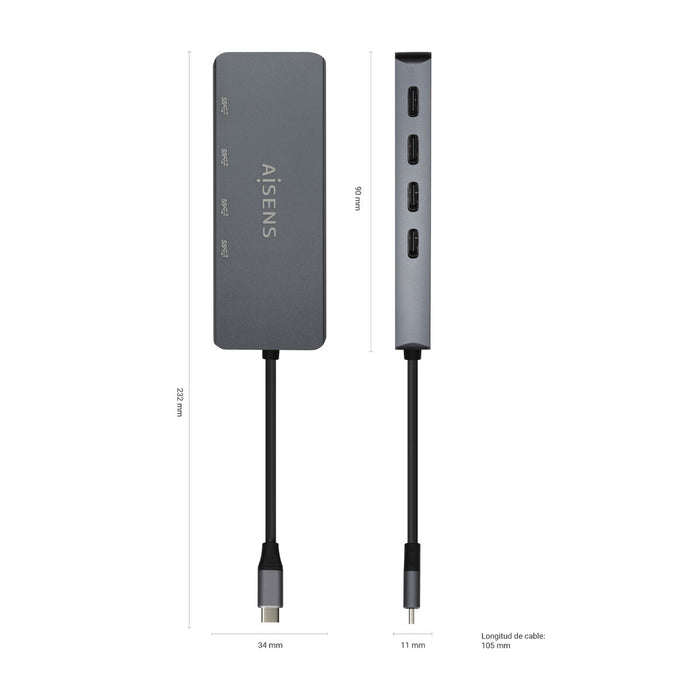Hub USB Aisens A109-0745 Gri (1 Unități)