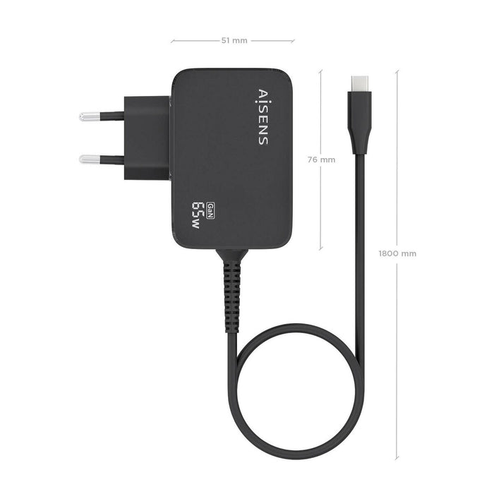 Încărcător de Perete Aisens ASCH-1PD65WL033-BK Negru 65 W (1 Unități)