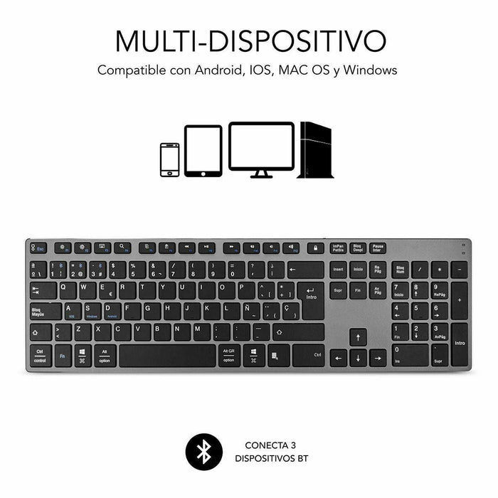Tastatură Fără Fir Subblim SUB-KB-3ADE301 Bluetooth 3.0 Gri