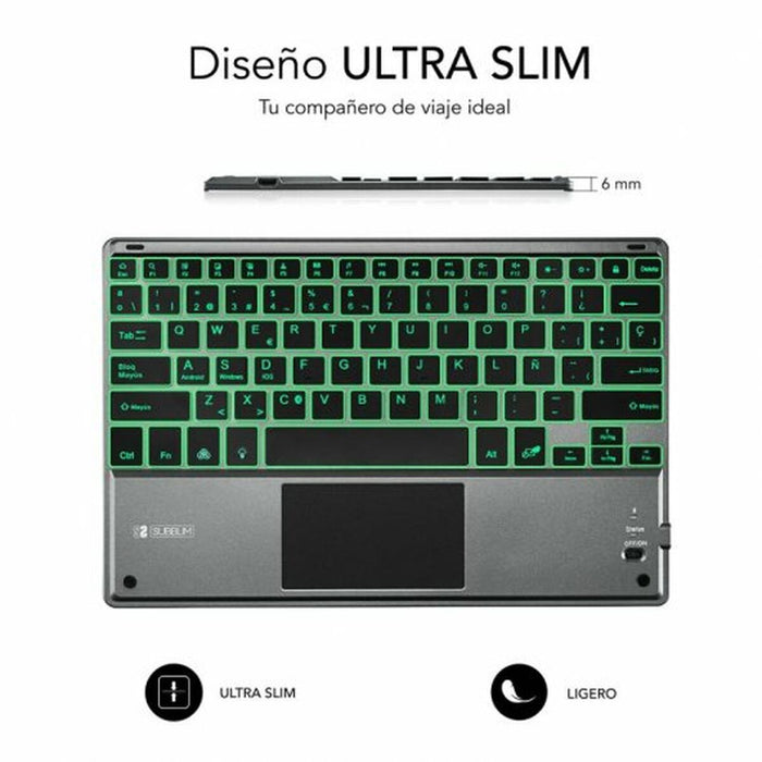Tastatură Bluetooth cu Suport pentru Tabletă Subblim SUB-KBT-SMBT51 Gri Multicolor Qwerty Spaniolă QWERTY