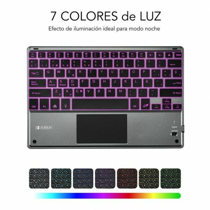 Tastatură Bluetooth cu Suport pentru Tabletă Subblim SUB-KBT-SMBT51 Gri Multicolor Qwerty Spaniolă QWERTY