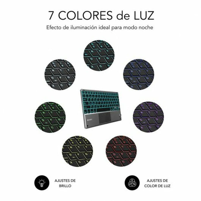 Tastatură Bluetooth cu Suport pentru Tabletă Subblim SUB-KBT-SMBT51 Gri Multicolor Qwerty Spaniolă QWERTY