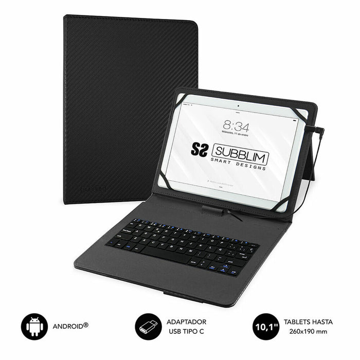 Husă pentru Tabletă și Tastatură Subblim SUB-KT1-USB001 10.1" Negru Qwerty Spaniolă