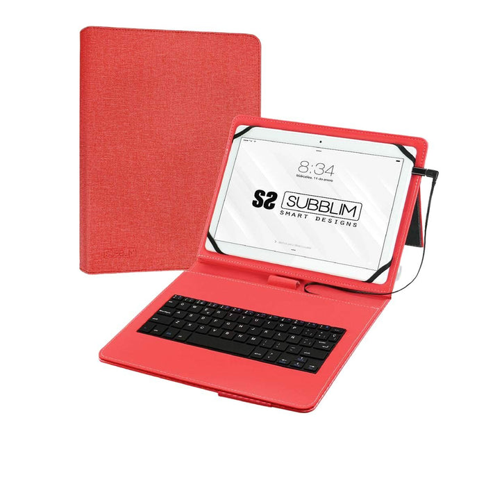 Husă pentru Tabletă și Tastatură Subblim SUB-KT1-USB002 10.1" Roșu Qwerty Spaniolă QWERTY