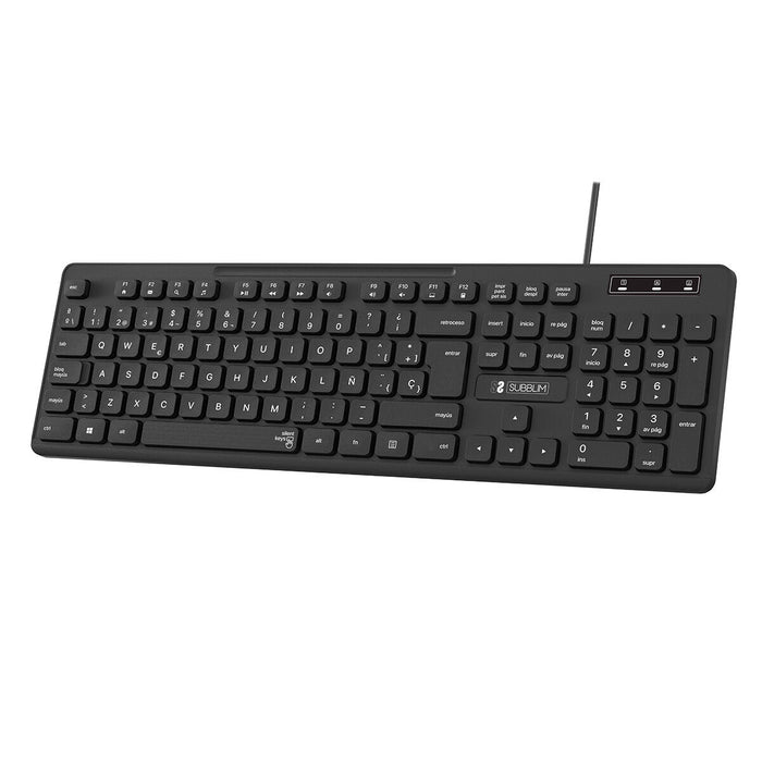 Tastatură numerică Subblim SUBKBC-0SSK50 Negru Qwerty Spaniolă QWERTY