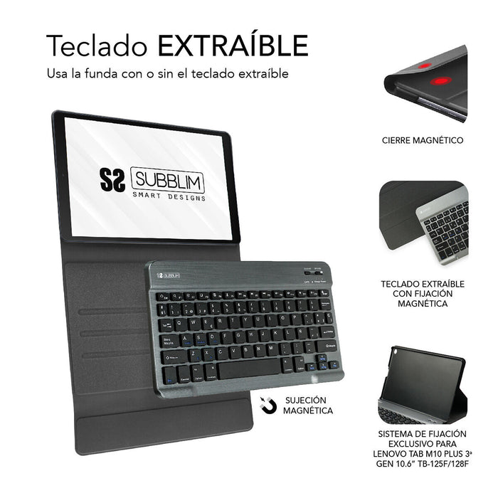 Husă pentru Tabletă și Tastatură Subblim LENOVO TAB M10 PLUS 3ª GEN Negru 10,6"
