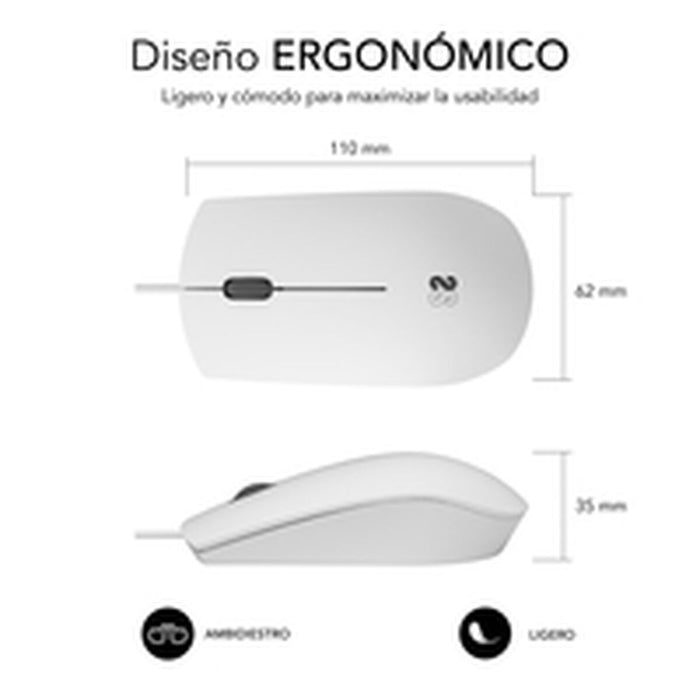 Mouse Subblim SUBMOB2BS002 Alb 1200 DPI