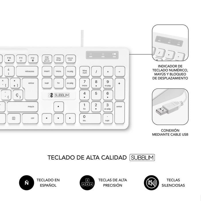 Tastatură Subblim SUBKBC0SSK51 Alb