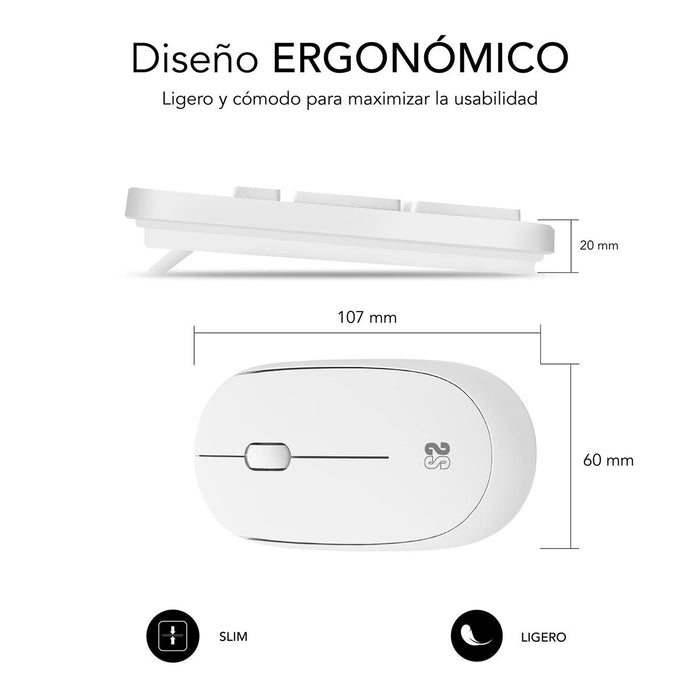 Tastatură și Mouse Fără Fir Subblim BUSINESS SLIM Alb
