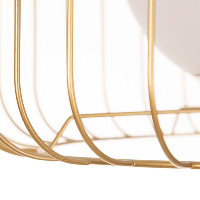 Lampă cu Picior 40 x 40 x 144 cm Geam Auriu* Metal Alb