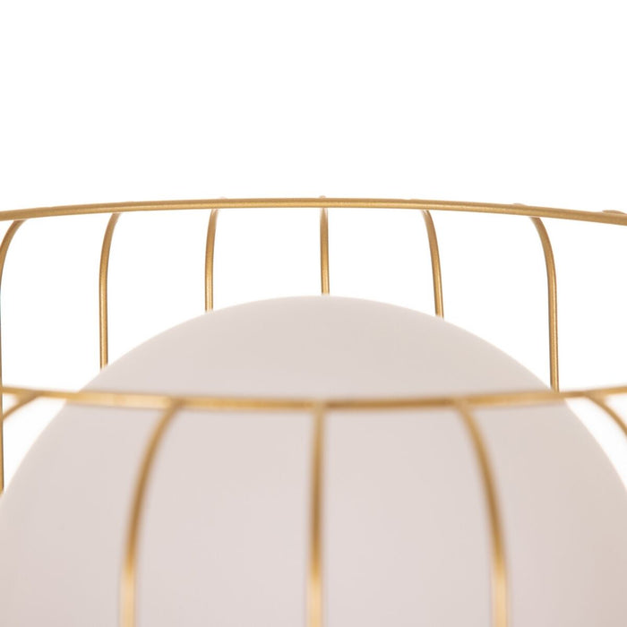 Lampă cu Picior 40 x 40 x 144 cm Geam Auriu* Metal Alb