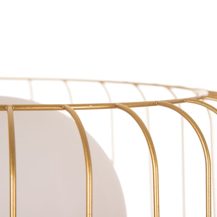 Lampă cu Picior 40 x 40 x 144 cm Geam Auriu* Metal Alb