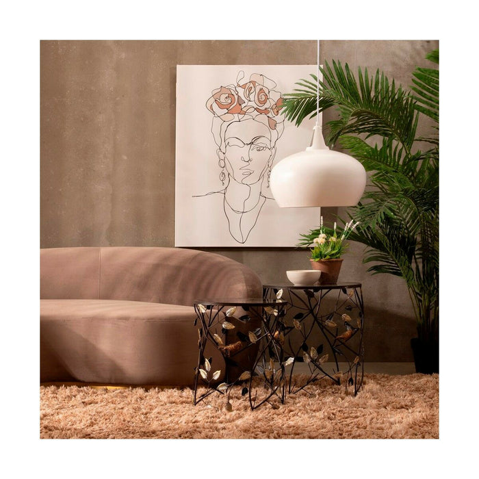 Masa laterală 42,93 x 42,93 x 50,04 cm Geam Negru Auriu* Metal (2 Unități)