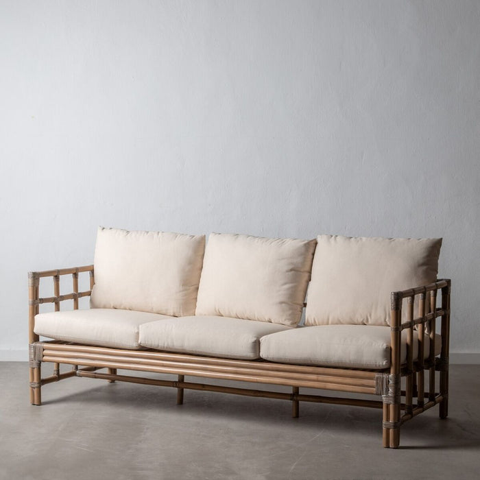 Canapea cu 3 Locuri 187 x 73 x 64 cm Natural Ratan