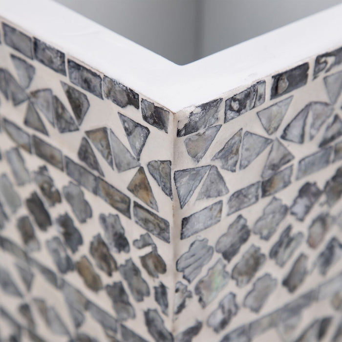 Ghiveci Gri Alb Sidef 21 x 21 x 47 cm