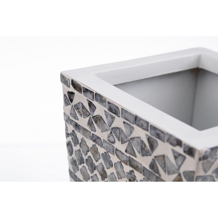Ghiveci Gri Alb Sidef 21 x 21 x 47 cm