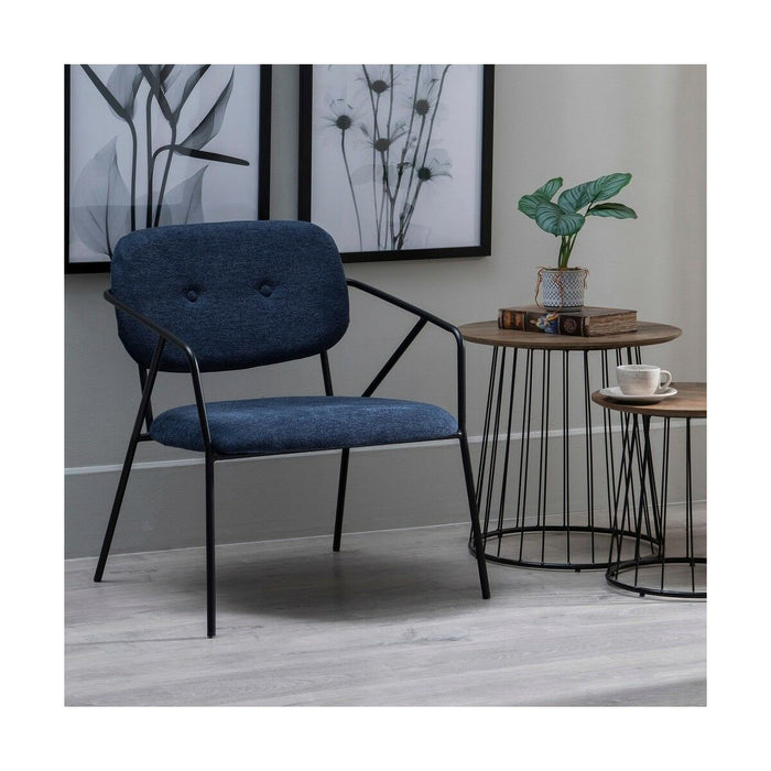 Scaun cu Mânere 60,5 x 56 x 75 cm Țesut Sintetic Albastru Metal