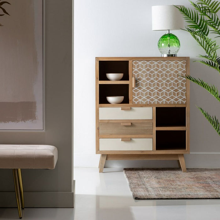 Servantă KENSY 80 x 34 x 98 cm Natural Lemn Alb