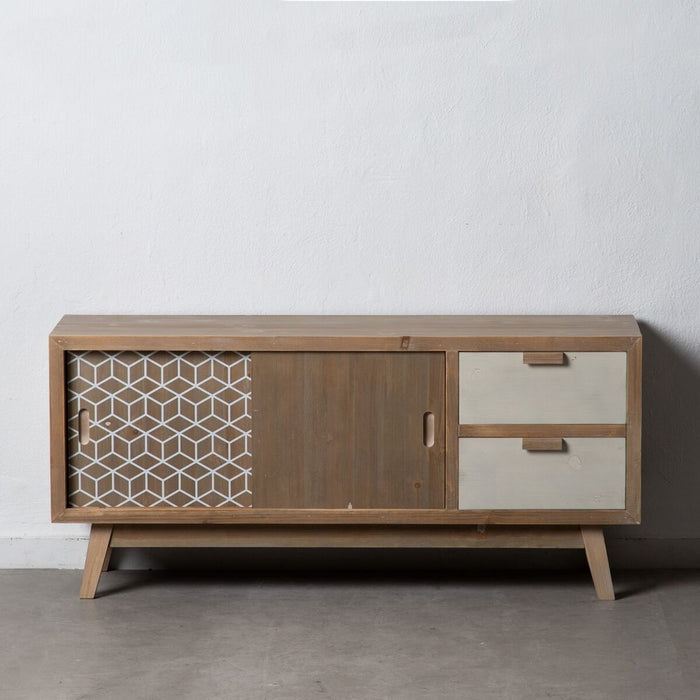 Mobilă TV KENSY 120 x 34 x 54,5 cm Natural Lemn Alb