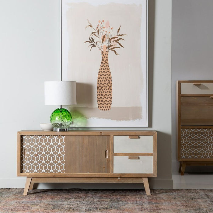 Mobilă TV KENSY 120 x 34 x 54,5 cm Natural Lemn Alb