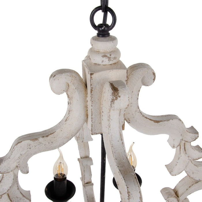 Lustră 54,5 x 54,5 x 74 cm Metal Lemn Alb