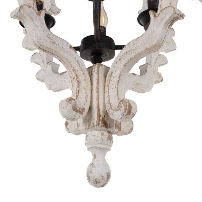 Lustră 54,5 x 54,5 x 74 cm Metal Lemn Alb