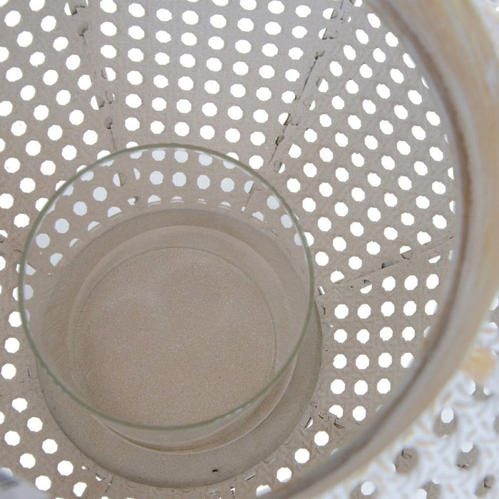 Suport de Lumânări 31,5 x 31,5 x 34,5 cm Natural Metal Alb