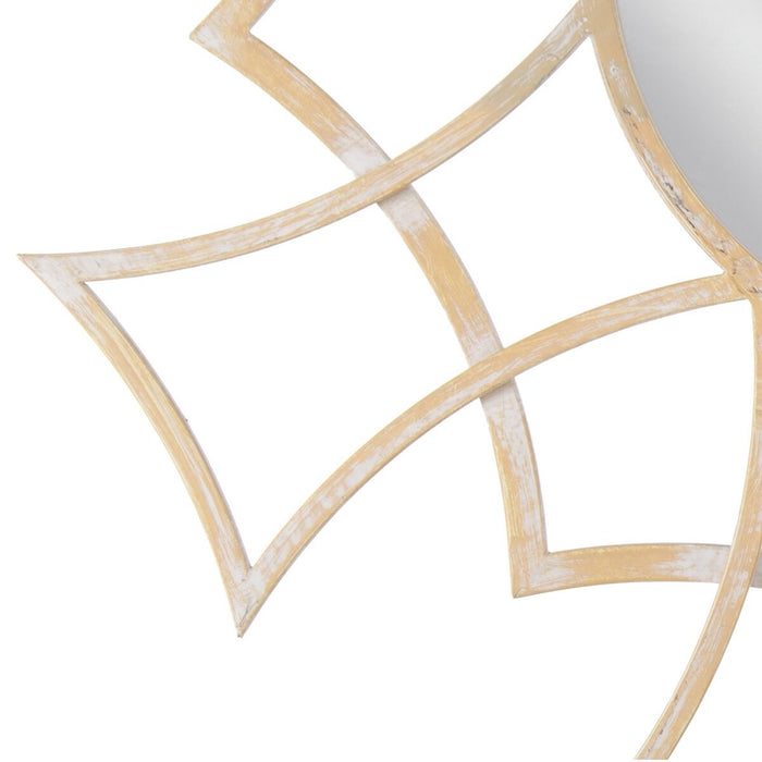 Oglindă de perete 70 x 2,5 x 70 cm Natural Metal Alb