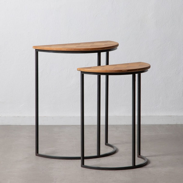 Masa laterală Maro Negru Metal Fier Lemn MDF 62,5 x 62,5 x 73 cm 62,5 x 31 x 73 cm (2 Unități)