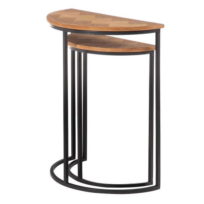 Masa laterală Maro Negru Metal Fier Lemn MDF 62,5 x 62,5 x 73 cm 62,5 x 31 x 73 cm (2 Unități)