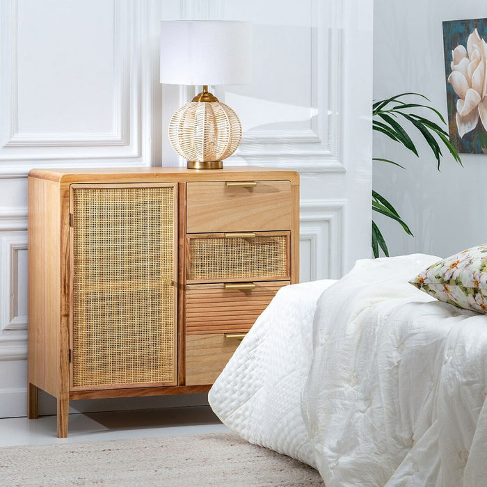 Mobilă pentru Hol cu Sertare HONEY 80 x 40 x 82 cm Natural Lemn Ratan
