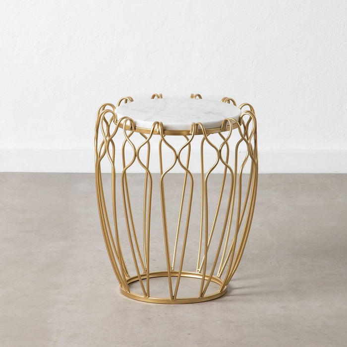 Masa laterală 43 x 43 x 50 cm Auriu* Metal Alb Marmură