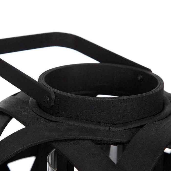 Lucerna Suport de Lumânări Negru Bambus 30 x 30 x 26 cm