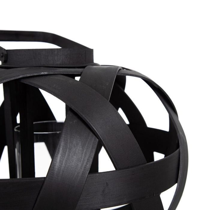 Lucerna 35 x 35 x 29 cm Suport de Lumânări Negru Bambus