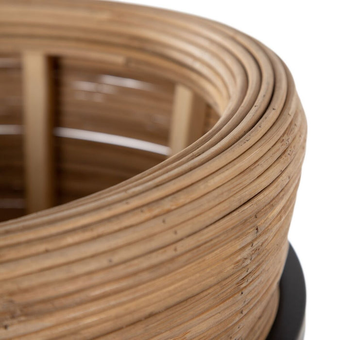 Set de jardiniere 34 x 34 x 58 cm Natural Negru Metal Bambus (2 Unități)