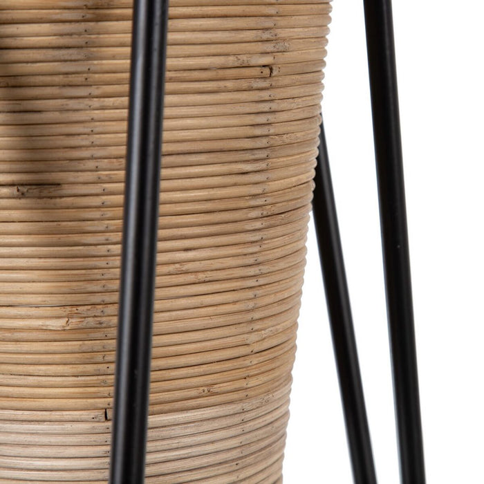 Set de jardiniere 34 x 34 x 58 cm Natural Negru Metal Bambus (2 Unități)