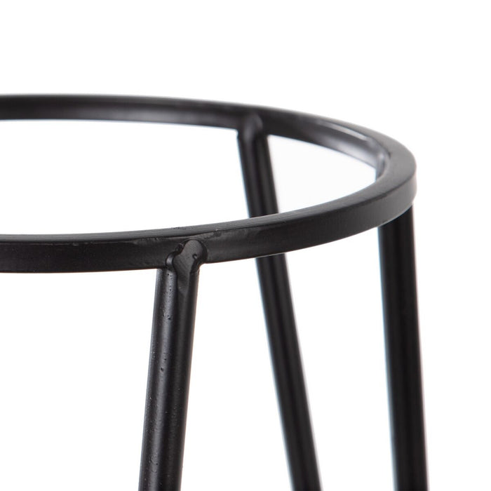 Set de jardiniere 34 x 34 x 58 cm Natural Negru Metal Bambus (2 Unități)