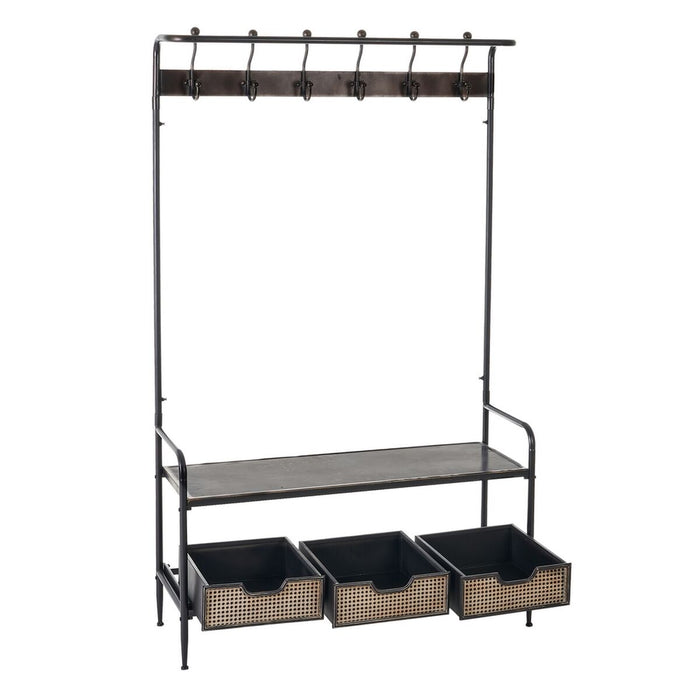 Mobilă pentru Hol cu Sertare BRICK Suport de haine Maro Negru Fier 111 x 37 x 185 cm