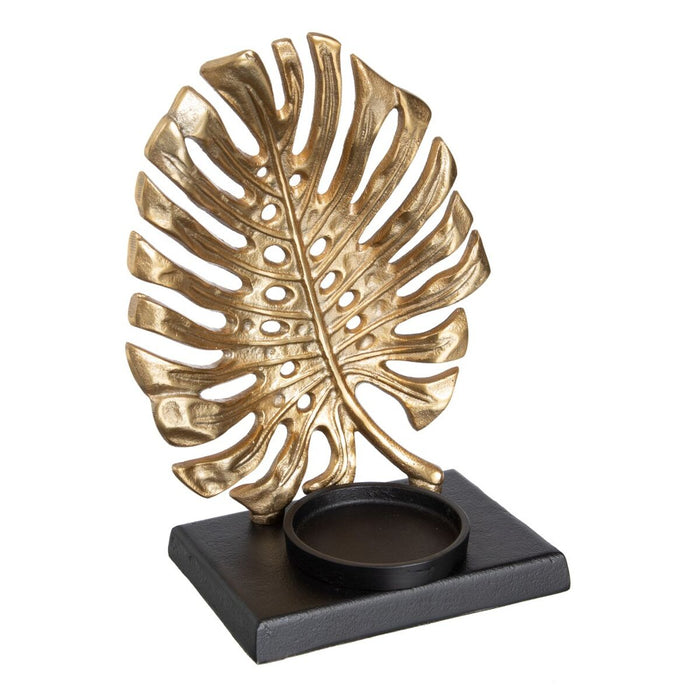 Suport de Lumânări 16 x 11 x 26 cm Negru Auriu* Metal