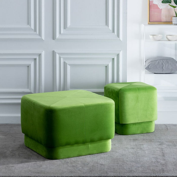 Puff Țesut Sintetic Lemn Verde 60 x 60 x 40 cm