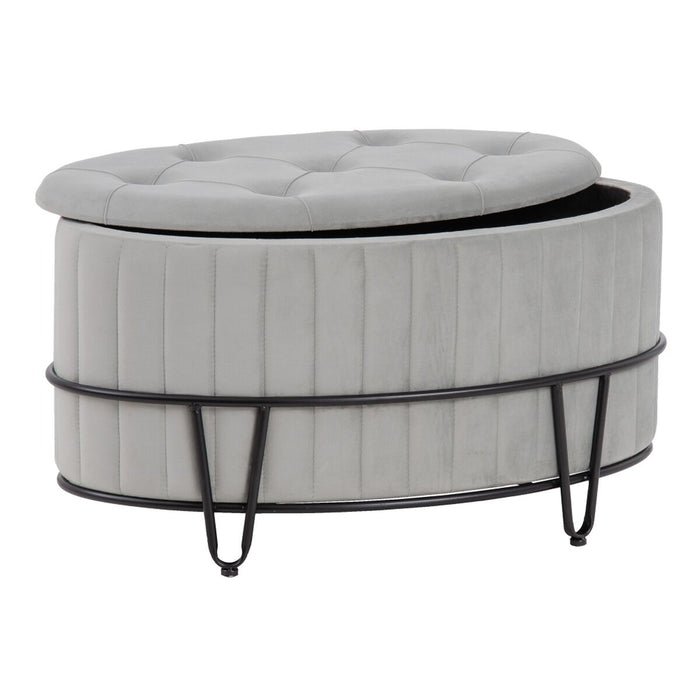Puff 80 x 80 x 46 cm Țesut Sintetic Gri Metal