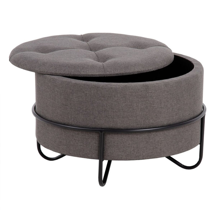 Puff 63 x 63 x 41 cm Țesut Sintetic Metal Gri închis