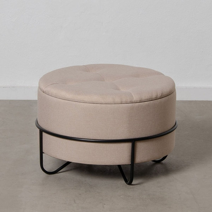 Puff 63 x 63 x 41 cm Țesut Sintetic Bej Metal